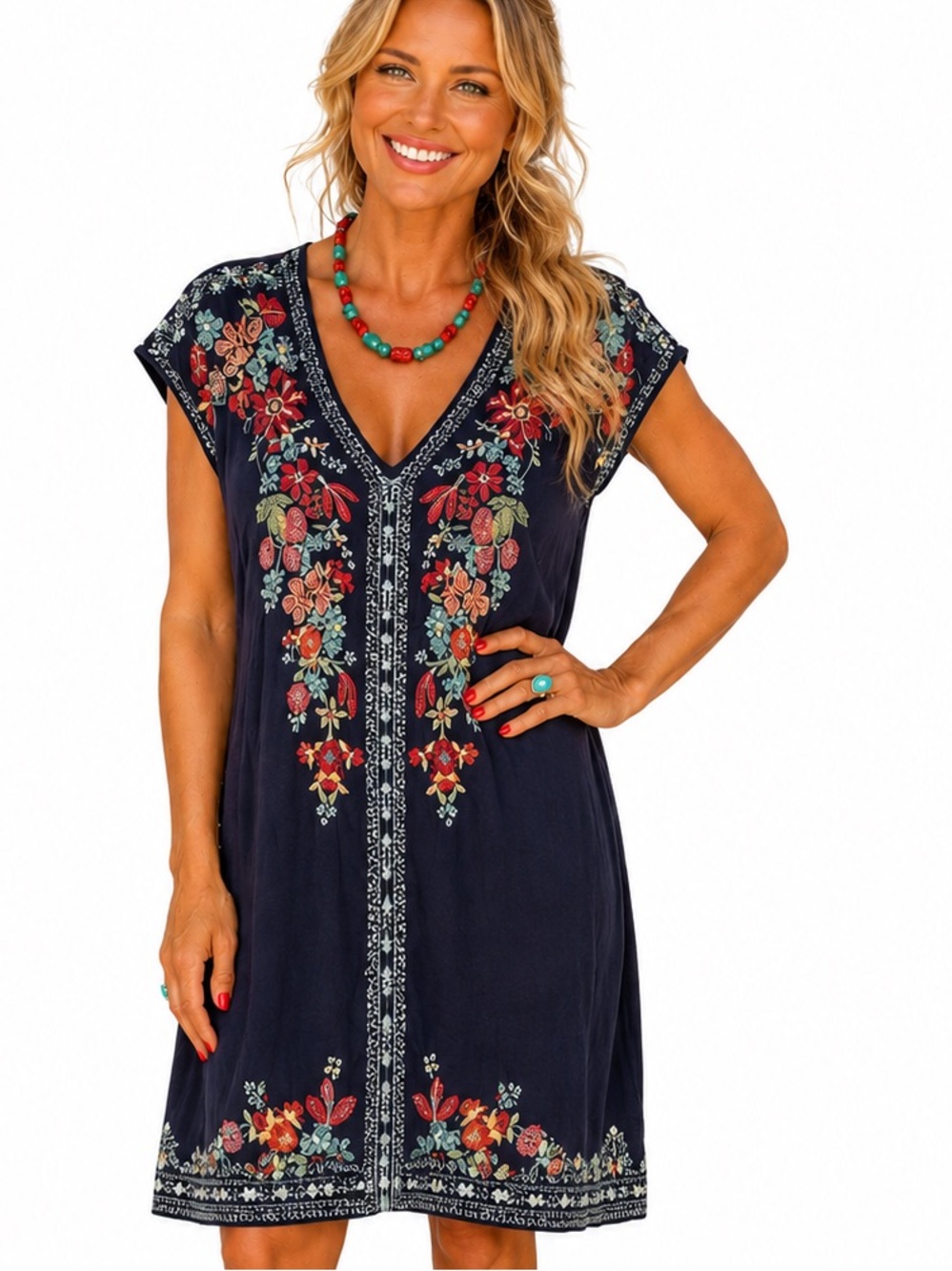 Johnny Was Heidi heavily embroidered tunic/dress oversized NWT